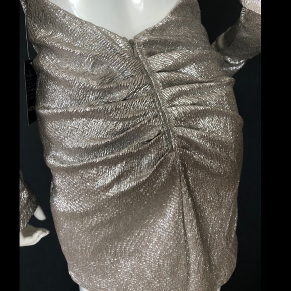 Arden B silver metallic long sleeve sexy mini dress - Picture 6 of 8